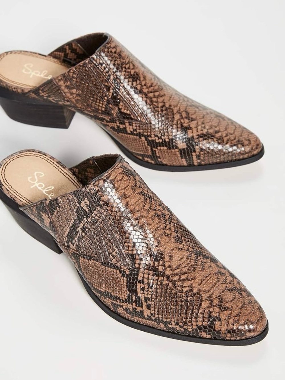 NWT Splendid Hailee Western Snake Print Leather Mule Heels Size 6